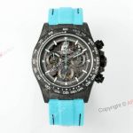 Swiss Grade Clone DiW Rolex Daytona Skeleton Dial Carbon Fiber Blue Strap 4130 Watch